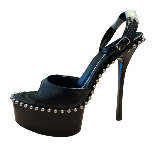 Alexander Wang Nova 145 Platform Sandals Studded Ankle Strap Leather Black Sz 38 - Picture 7 of 13